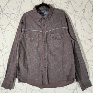 Southern Thread Brown Floral Pearl Snap Western Shirt